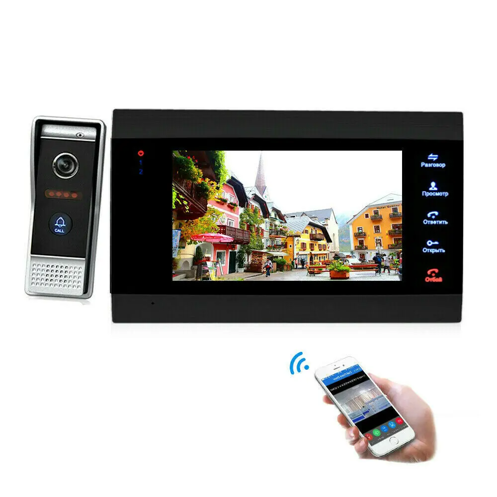 

Tuya 7 Inch Wireless WiFi Smart IP Video Door Phone Intercom System with 1x1200TVL 720P AHD Wired Doorbell Camera, Remote unlock