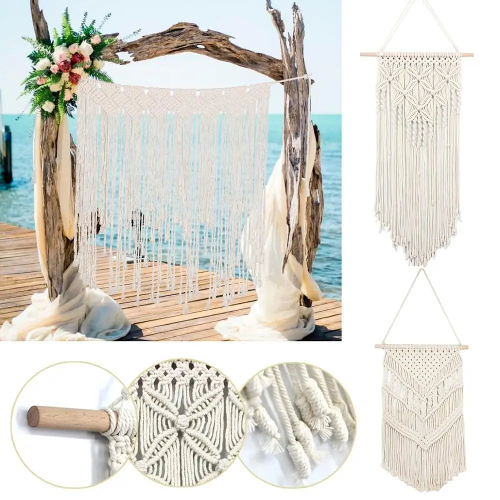 

PATIMATE Macrame Curtain Tapestry Rustic Wedding Photo Backdrop Wedding Decoration Romantic Wedding Party Bride Party Favors