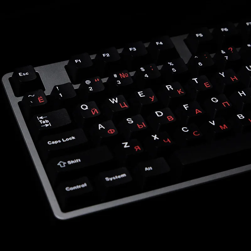 

GMK Russian Black Red Keycap Cherry Profile Full Set Dye PBT Sublimation Gaming Keyboard Cap For 64 87 104 Arrangement