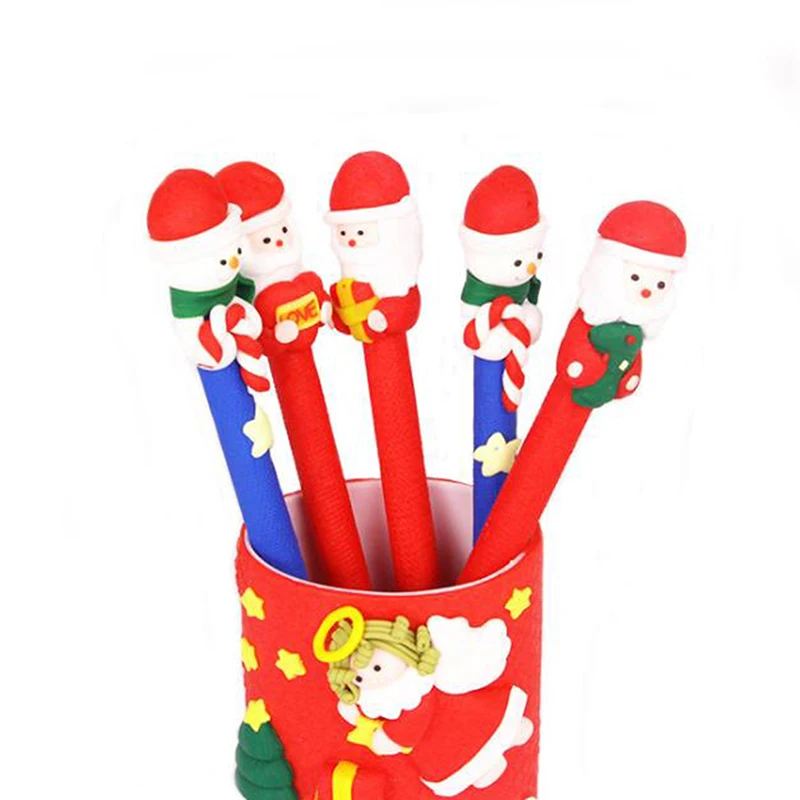 

Christmas Gift Students Pen Cute Cartoon Pens Polymer clay Christmas Santa 0.5mm Black Neutral Pens School Office Stationary