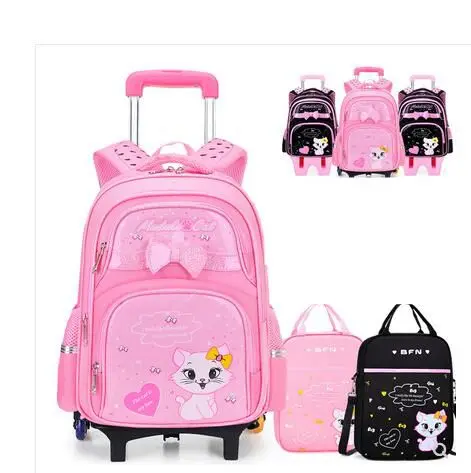 Сумка-тележка для девочек ZIRANYU, школьная сумка на колесиках, рюкзак-тележка для школы