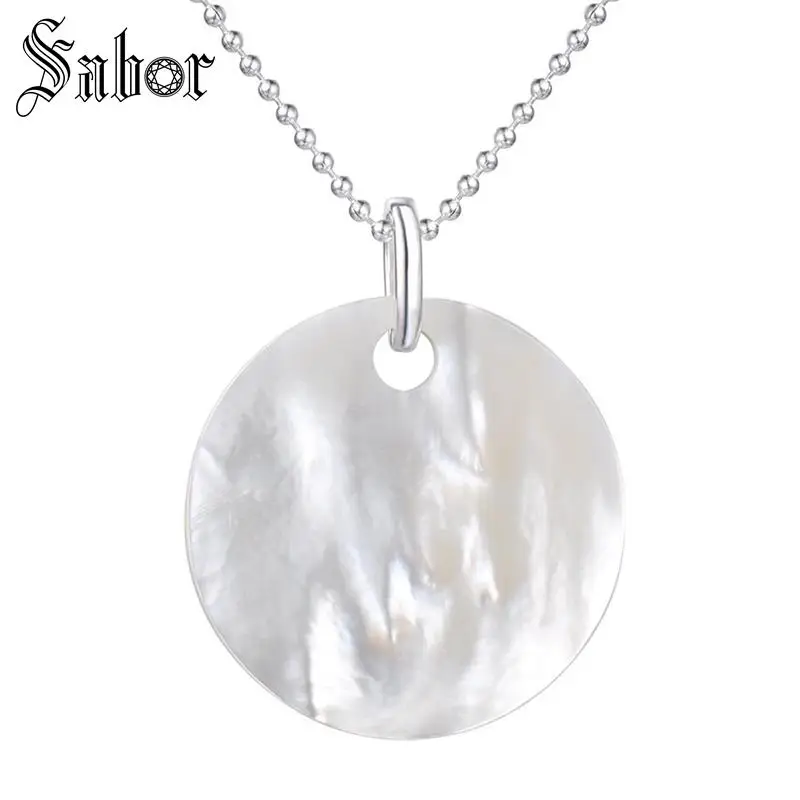 Оптовая продажа большой перламутровый диск ожерелье с кулоном для женщин