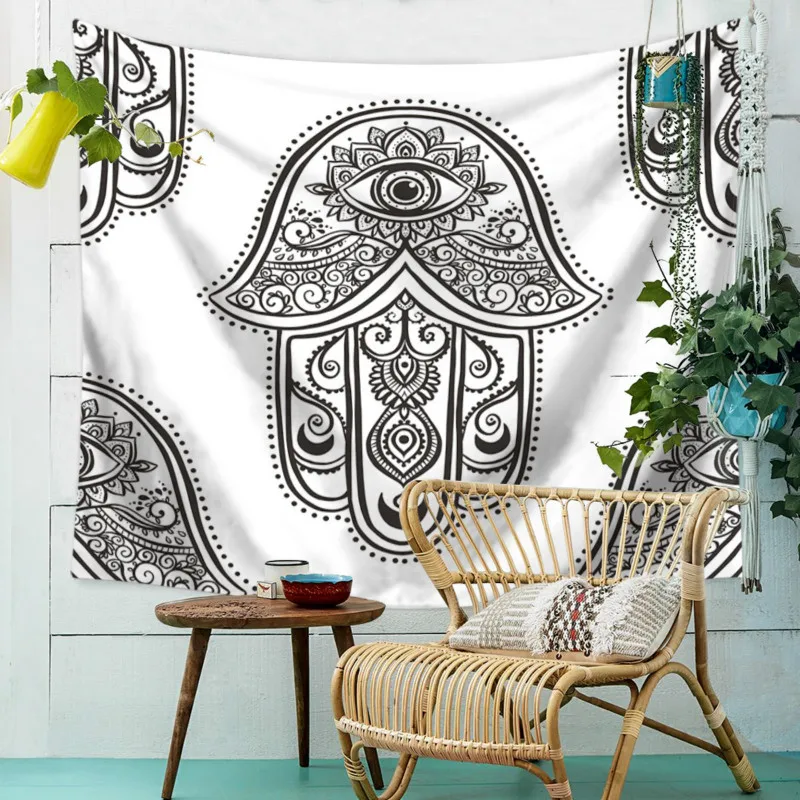 Полиэстер ткань череп серии гобелен Йога Хиппи гадание Таро кошка Ouija колдовство