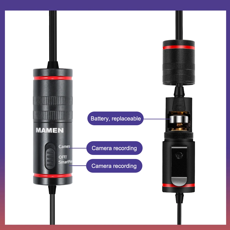 MAMEN 4 2 м двойной головкой беспроводной закрепляемый микрофон конденсаторный Vlog с