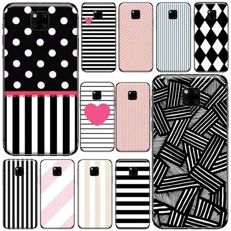 

love heart line stripe Phone Case For Huawei Mate 9 10 20 Pro lite 20x nova 3e P10 plus P20 Pro Honor10 lite