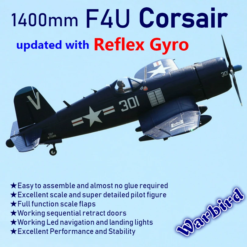 FMS 1400 мм 1 4 м F4U Corsir Blue 6CH с откидными щитками PNP RC самолет Gaint Warbird радиоуправление