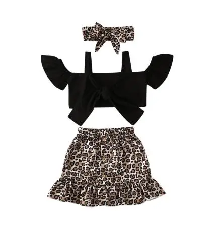 Летние комплекты одежды для маленьких девочек 3 предмета футболка с бантом и