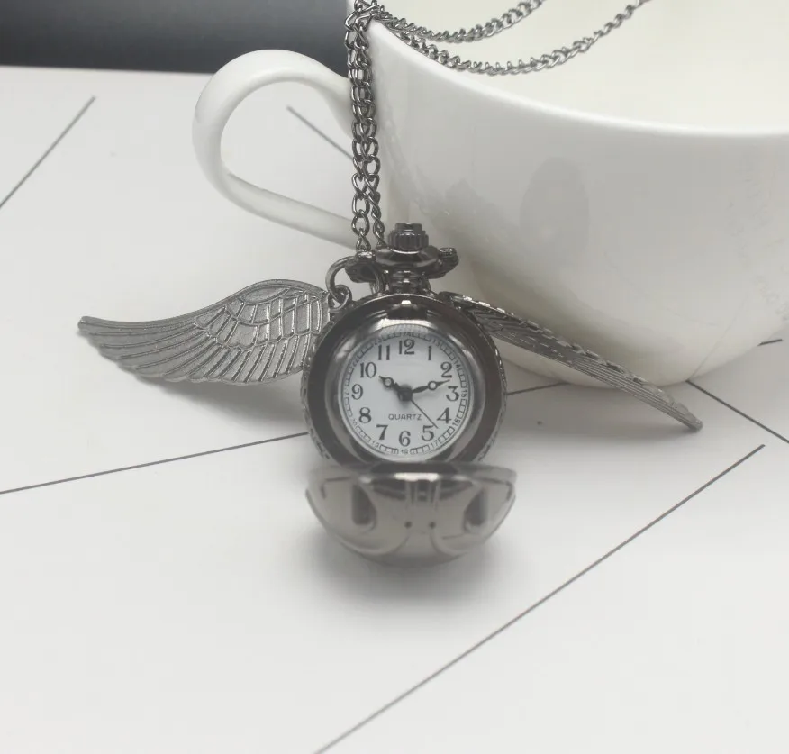 Часы кварцевые карманные в форме мяча Снитча, модные ожерелья с крыльями ангела в свитере, подарок для детей, аниме аксессуары от AliExpress RU&CIS NEW