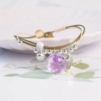 fashion dried flowers charm bracelet for women girl party wedding gift hand woven adjustable bracelet bangle jewelry accessories