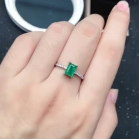 simple 925 silver emerald ring for daily wear 5mm7mm natural emerald silver ring sterling silver gemstone ring