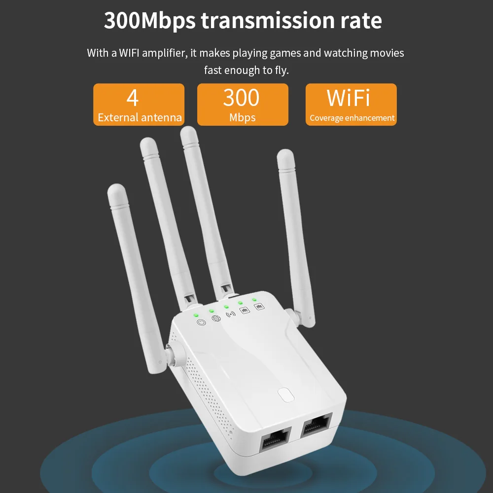 

M-95B Wireless Repeater Wifi Router 300M Signal Amplifier Extender 4 Antenna Router Signal Amplifier Suitable for Home Office