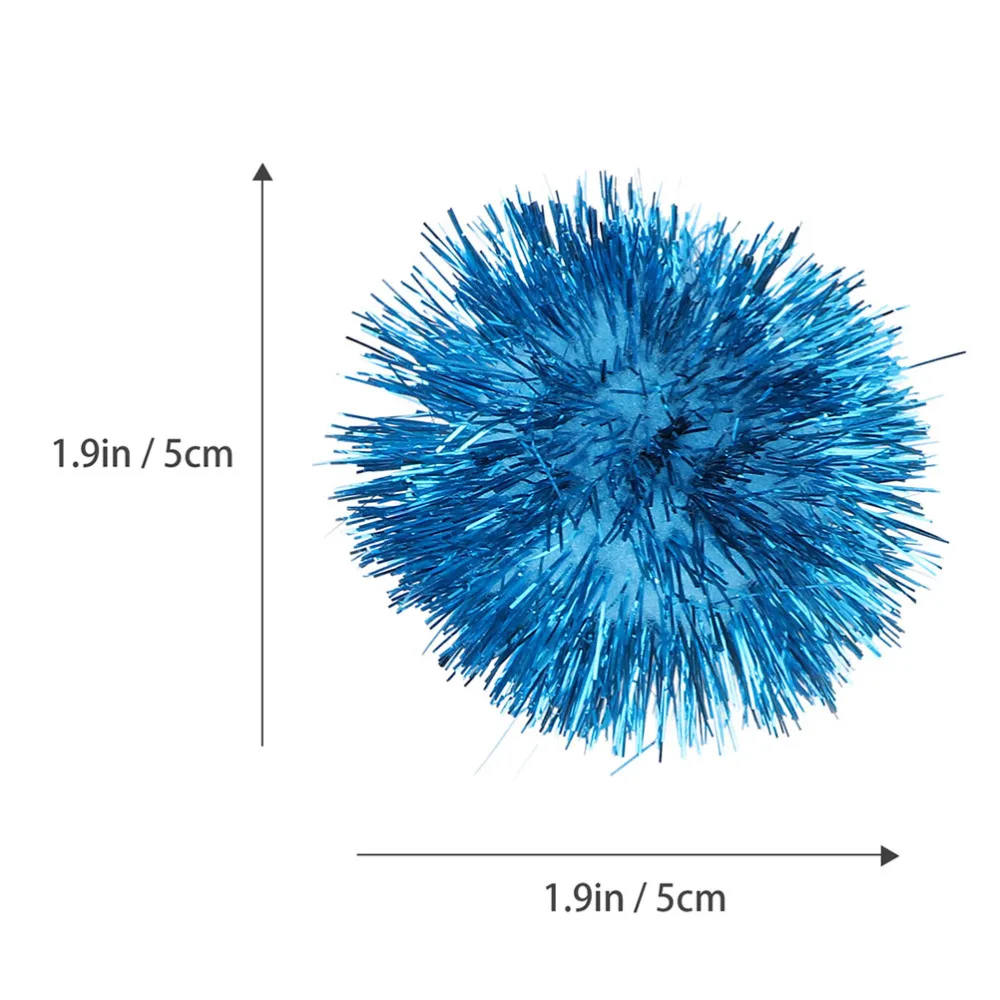 

60pcs Funny Sparkle Balls Pet Tinsel Pom Poms Glitter Balls Interactive Toys