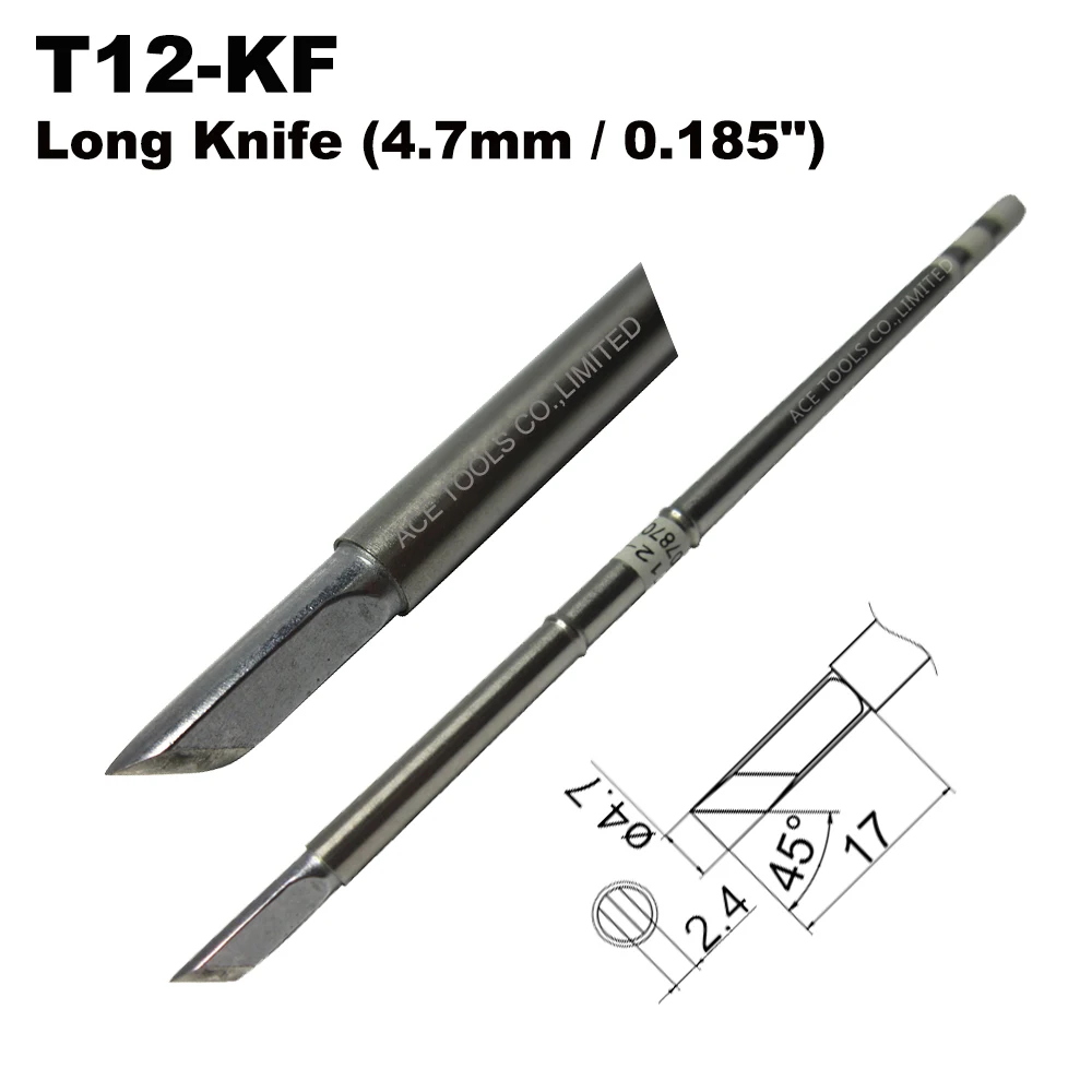 10 PCS T12-KF Long Knife 4.7mm Soldering Tips  Iron Nozzle Welding Bit Fit HAKKO FX-951 FX-950 FX-952 FX-9501 FM-2028 FM2027