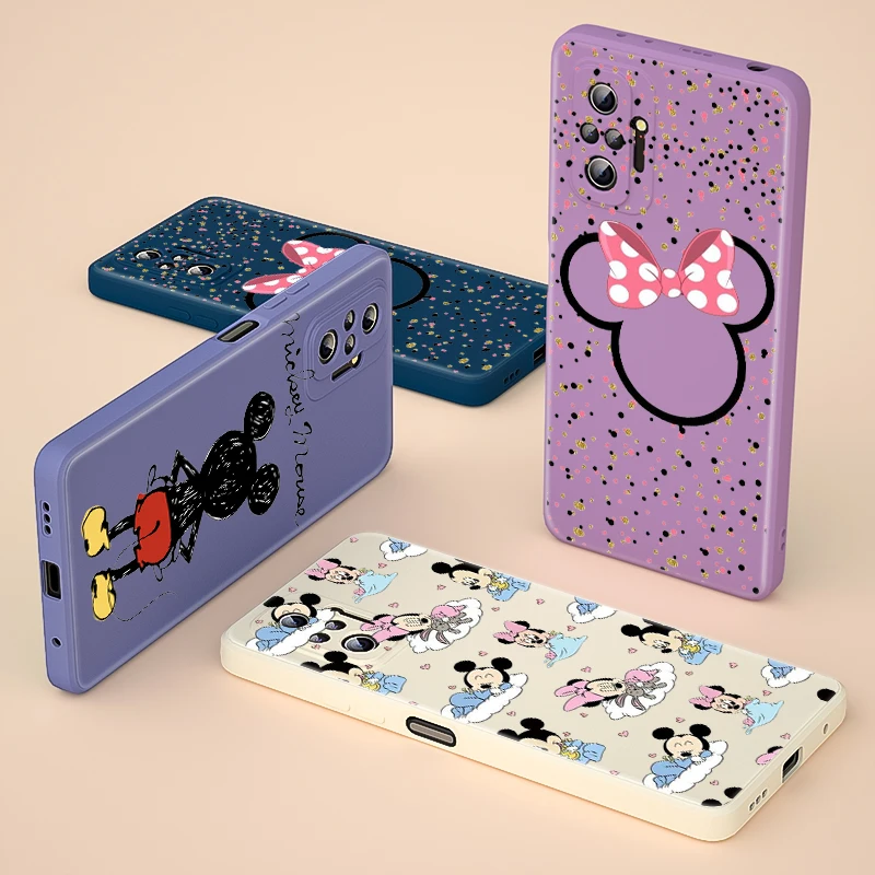 

Phone Case For Redmi Note 10 10S 10T 9 9S 9T 8 8T 7 7S 6 5 Pro Max Plus 5G Minnie Y Mickey Liquid Silicone Soft Cover