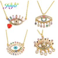 juya 2022 new luxury gold greek evil eye pendant necklace for women handmade enamel zirconia turkish eye choker jewelry supplies