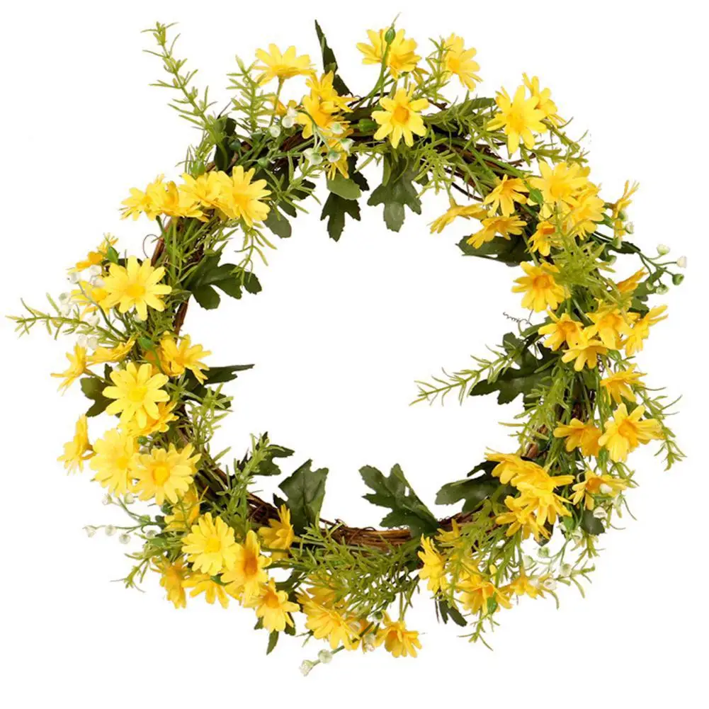 

Artificial Daisy Flower Wreath Home Door Garland for Wedding Party Hanging Pendant Decoration