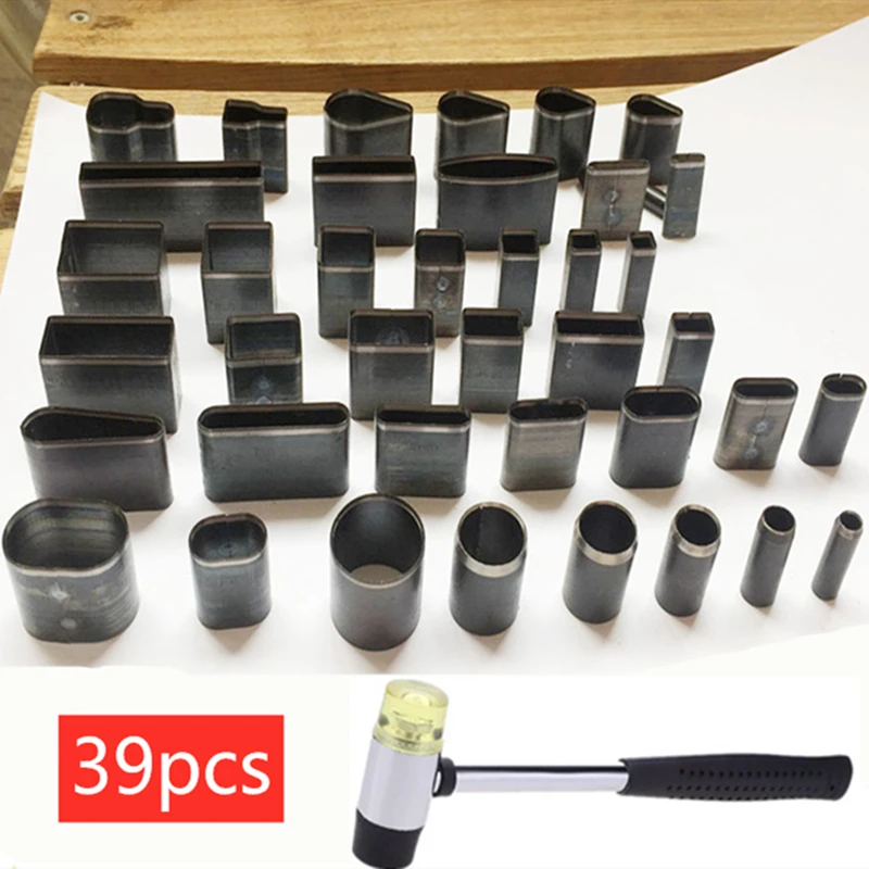 

Leather Craft DIY 39 Shape Style Hole Hollow Cutter Punch +hammer hand tools set for phones Camara