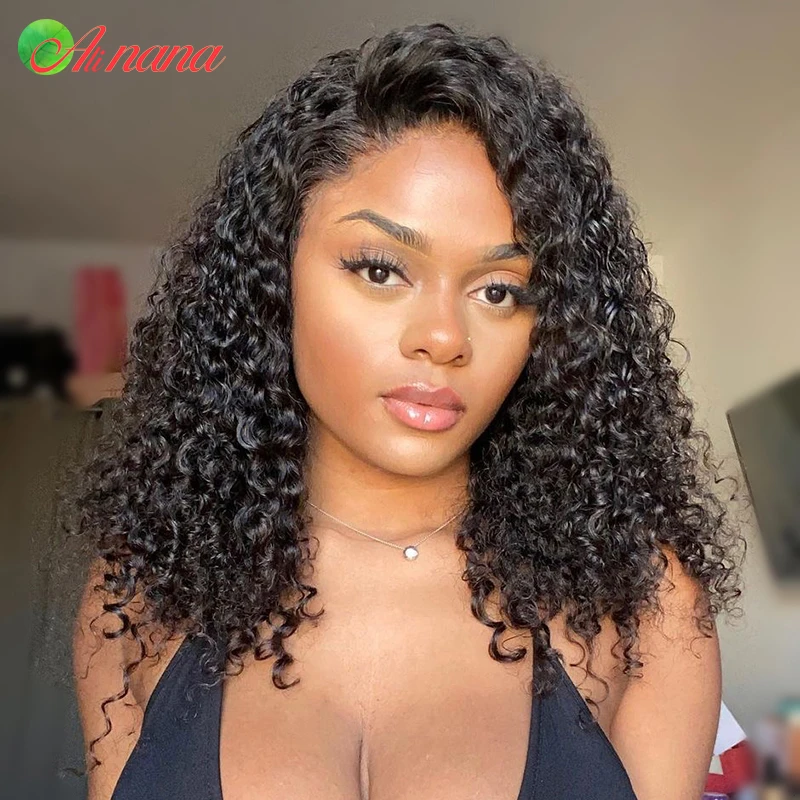 2022 Summer Short Bob Wigs 13x4 Lace Front Wig Kinky Curly Malaysian Remy Human Hair Pre-Plucked For Black Women Natural Color