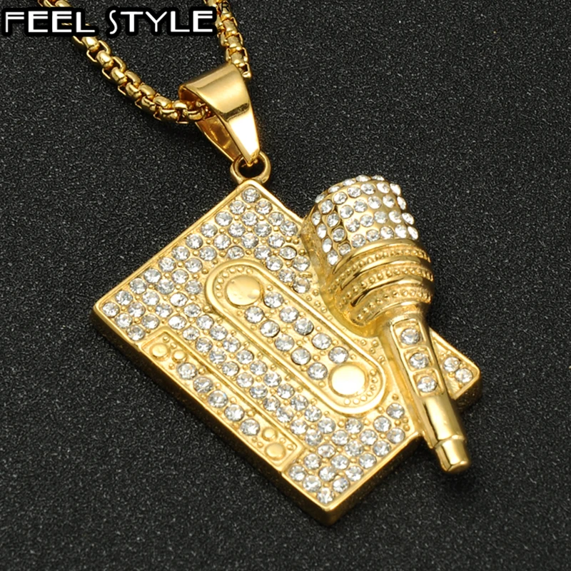 Цепочка мужская из нержавеющей стали с подвеской-кристаллом | Украшения и