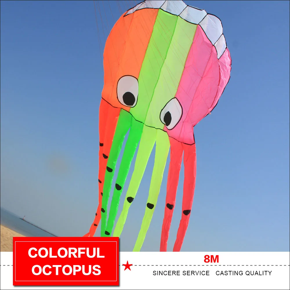 8 м красочный бумажный змей в форме осьминога мягкий надувной для audlts 3D