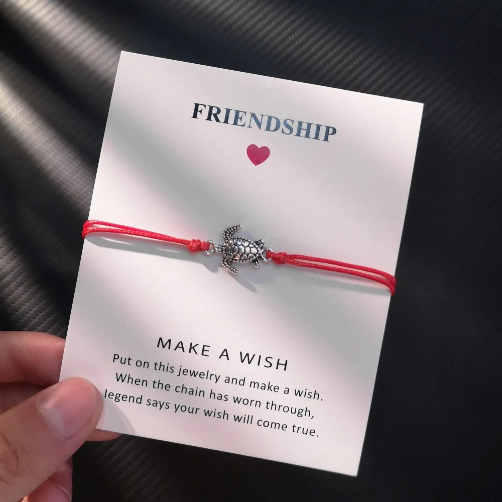 Belleper Make a Wish/Friendship/Mom Love Card Turtle Adjustable Fashion High Quality Bracelet Charm Female New Unique Jewelry