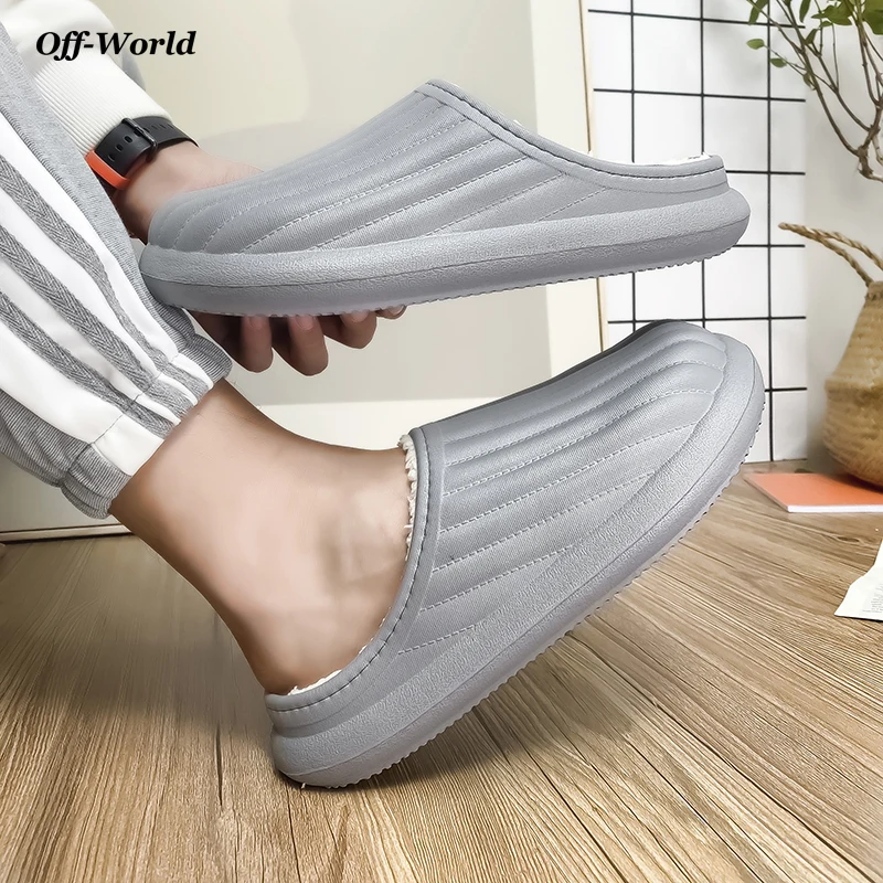 

Winter Couple EVA Waterproof Warm Plush Home Shoes Non-Slip Indoor Soft-Soled Cotton Slippers Fashion Leisure