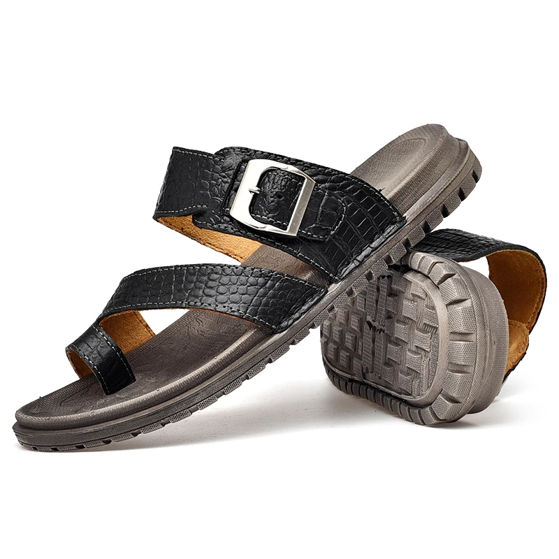 

Summer Genuine Leather Sandals Men Fashion Brand Quality Gladiator Beach Sandals Slippers Zapatillas Hombre Men Casual Sandals