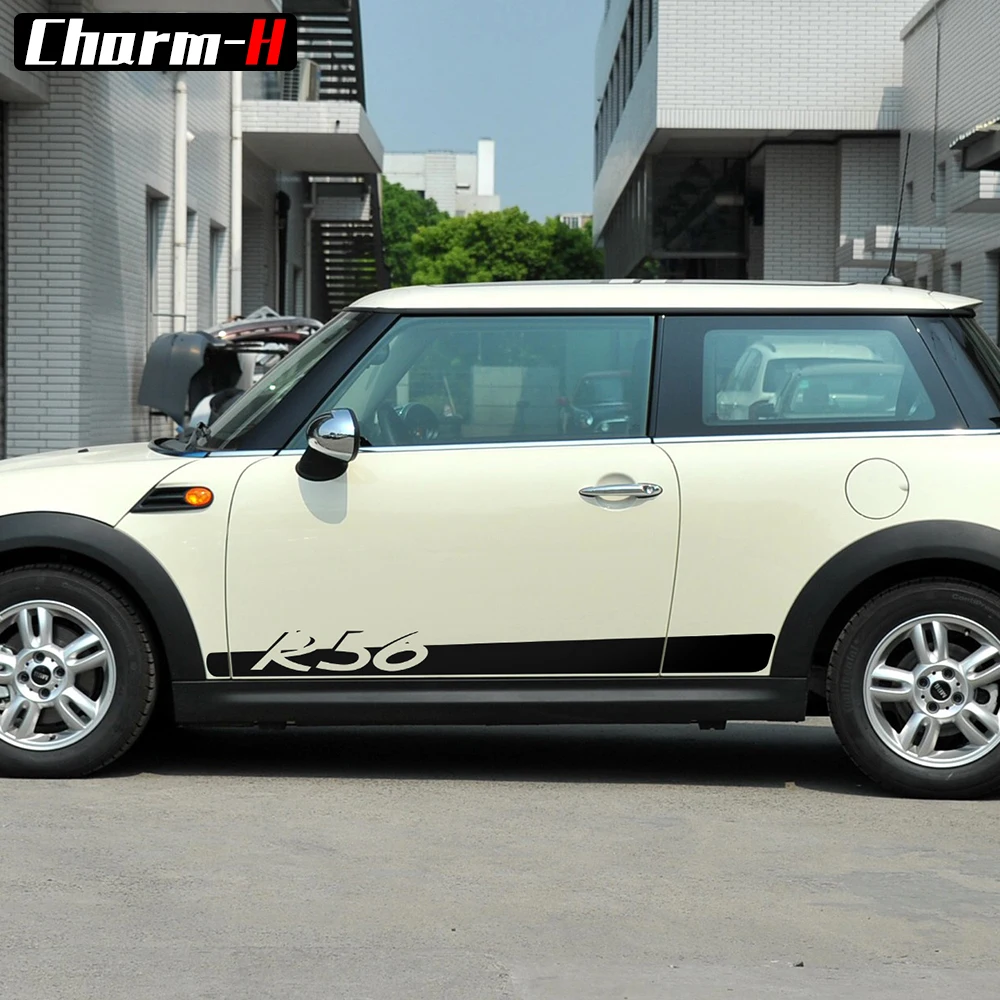 2 шт. для Mini Cooper R56 2006 2013 боковые полосы надпись графические наклейки Стикеры