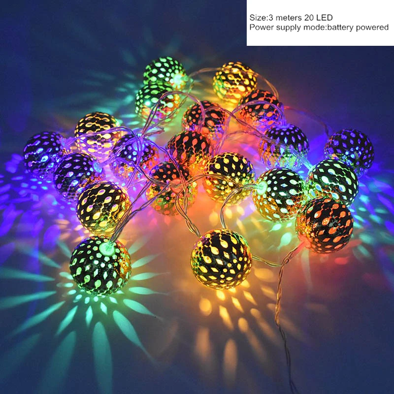 Multi 3M20LED Рождественские украшения 10 20 шаров, марокканский струнный светильник, Рождественский декоративный светильник s, Новогоднее украшение, Рождественский Navidad Noel, L - Цвет: Multi 3M20LED