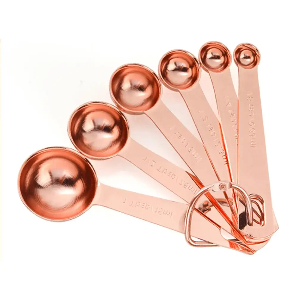 6 шт./компл. мерные столовые ложки из розового золота|Кофейные совки| |