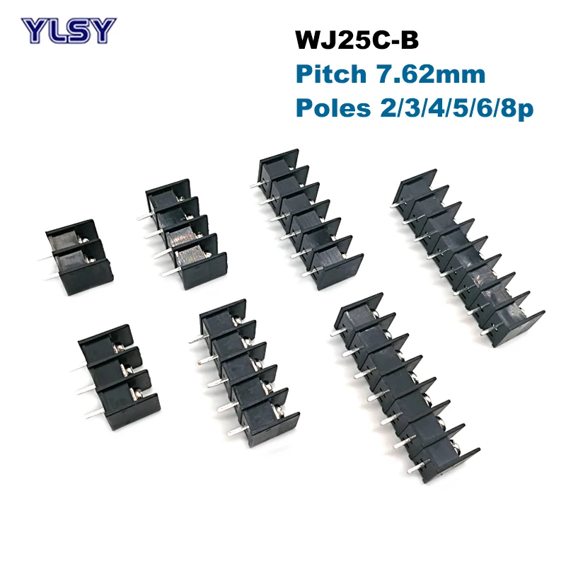 

5Pcs Barrier PCB Screw Terminal Block Pitch 7.62mm Straight 2/3/4/5/6/7/8Pin Morsettiera 25C-B Wire Connector Cable 2.5mm2 15A