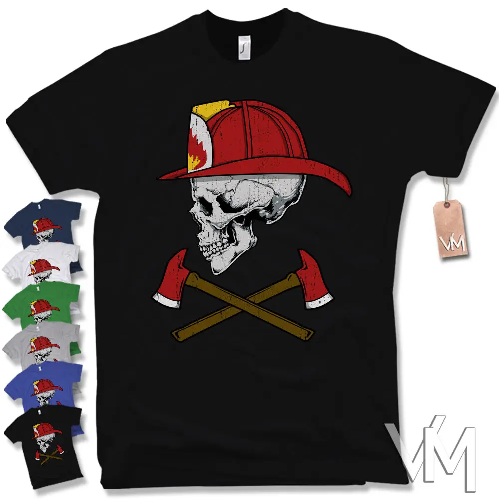 Пожарный отдел футболка с черепом пожарный волонтер череп Размер S 3XL|Мужские