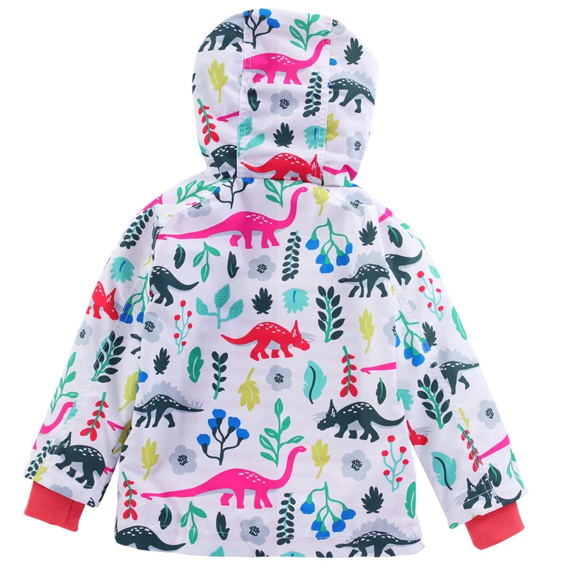 Girls RainCoat Jacket Autumn Kids Coats Cartoon Dinosaur Hooded jacket For Clothes Waterproof Children Clothing | Детская одежда и