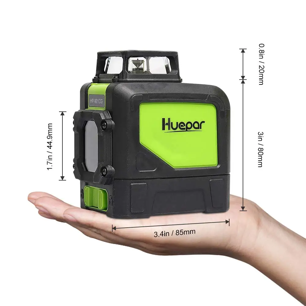 

Huepar 901CG Self-leveling 360 Horizontal&1vertical line,Multi Outdoor Pulse Mode 5 Lines Green Beam Laser Level