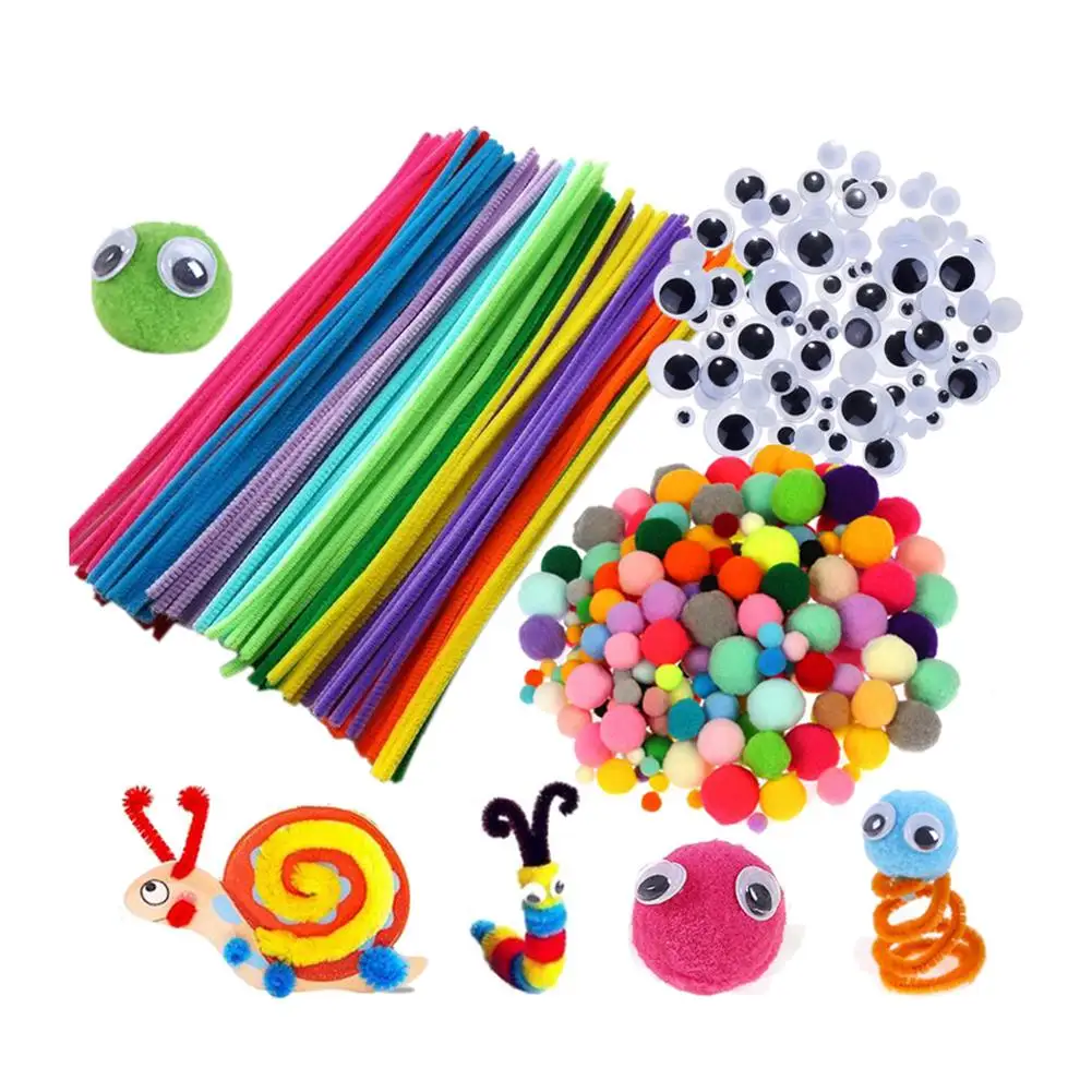 

Fashion Rainbow Colors Plush Sticks Pompoms Kit Children Toy DIY Manual Interactive Study Art Craft Supplies