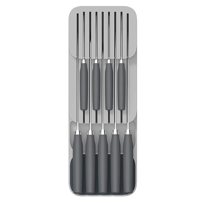 

Knife Block Holder Plastic Cutlery Drawer Organizer Tray Utensil Rack Universal Knife Stand Cabinet Kitchen Storage Accessories