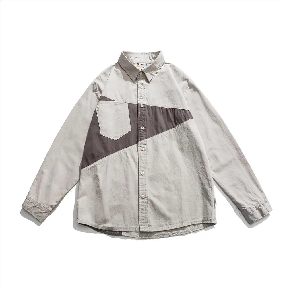 

iiDossan 2020 Casual Long Sleeve Shirts Men Streetwear Fashion Cotton Shirt Regular Fit HipHop Tops Japanese Harajuku Menswear