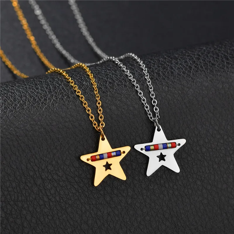 Кулон ELSEMODE Древо жизни рука Фатимы ожерелье из нержавеющей звезды сердце клевер