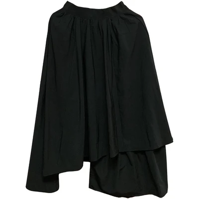 Двухслойная Асимметричная черная юбка длинная юбка-зонтик в стиле Ямамото для