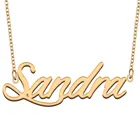 Ожерелье с именем Сандры для женщин, ювелирные изделия из нержавеющей стали с покрытием из 18-каратного золота, кулон-табличка с именем Femme, подарок для матери, девушки