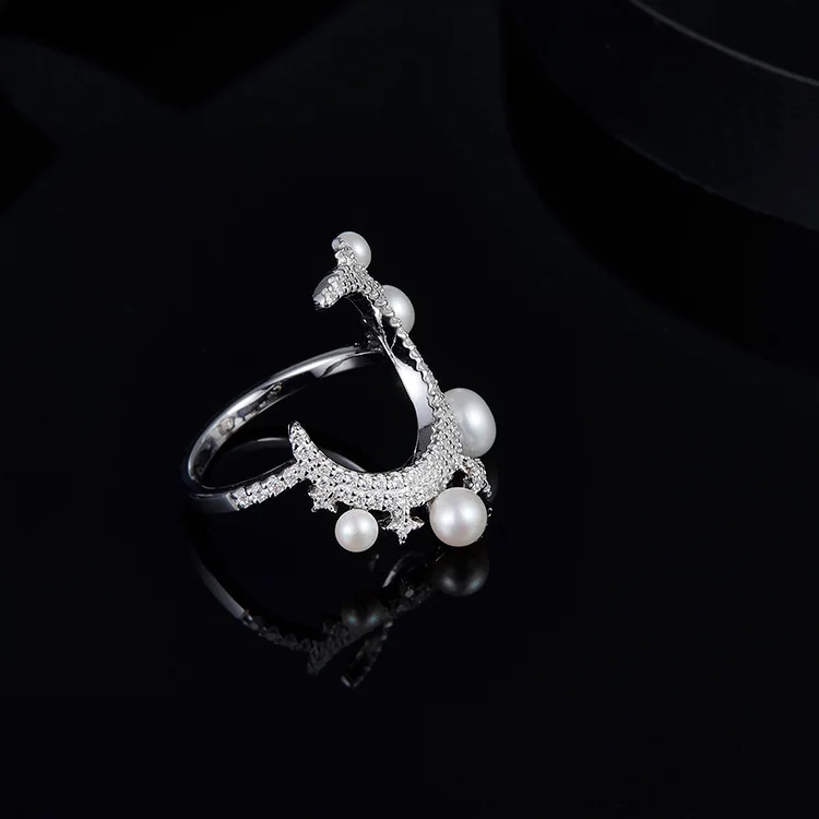Женское кольцо с искусственным жемчугом серебро пробы | Украшения и аксессуары