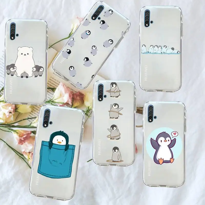

Penguin Polar Bear cute Phone Case Transparent for Huawei honor P mate Y 20 30 40 10 8 5 6 7 9 i x c pro lite prime smart