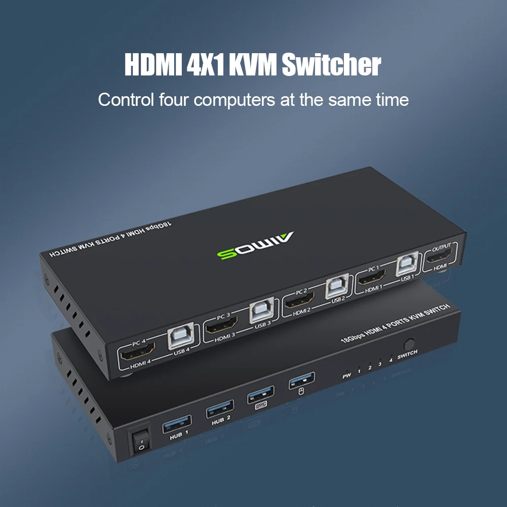 

Многофункциональный прочный функциональный HDMI-совместимый KVM-переключатель 4 порта 4K USB2.0 разделитель для совместного использования монито...