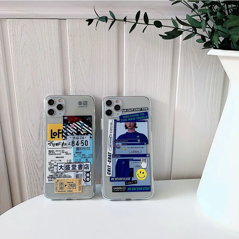 

Protective Silicone Transparent Soft Back Cover For iPhone 11 Pro Max X XS MAX XR 7 8 Plus SE 2020 Personality Label Phone Case