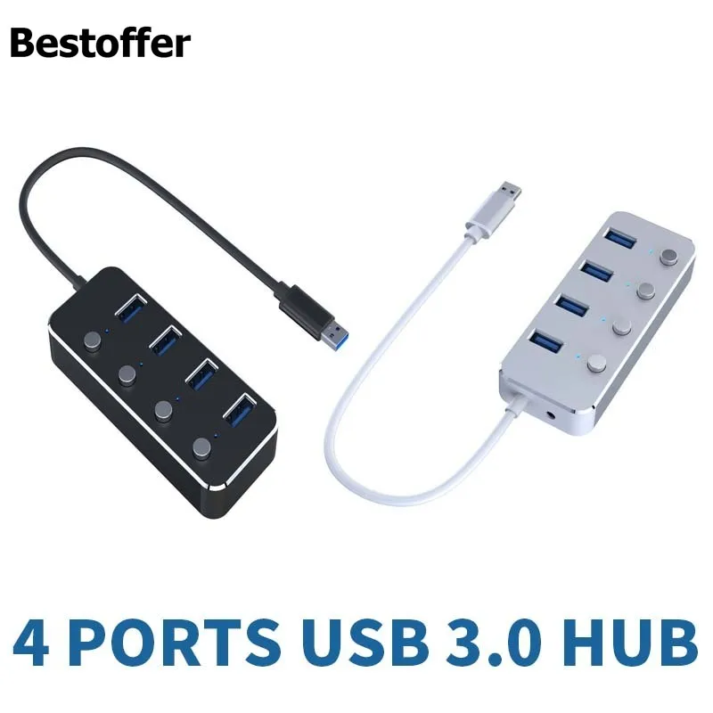 Алюминиевый 5 Гбит/с мульти usb хаб 4 порта 3 0 сплиттер внешний удлинитель для