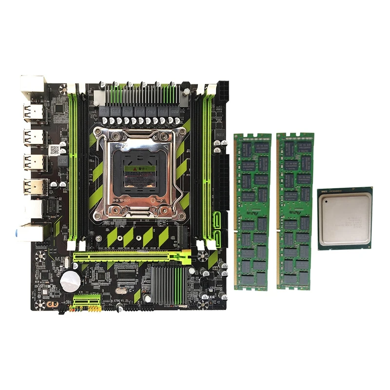 

X79 Motherboard Set LGA2011 4XDDR3 DIMM REG ECC RAM PCIE X16 SATA3.0 USB2.0 Motherboard with E5-2620 CPU 2X4G DDR3 RAM