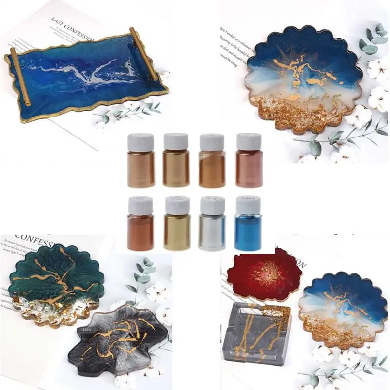 

8 Colors Copper Metallic Powder Resin Pigment Jewelescent Metal Tones Mica Pearl Powder Pigment Paint Epoxy Resin Making