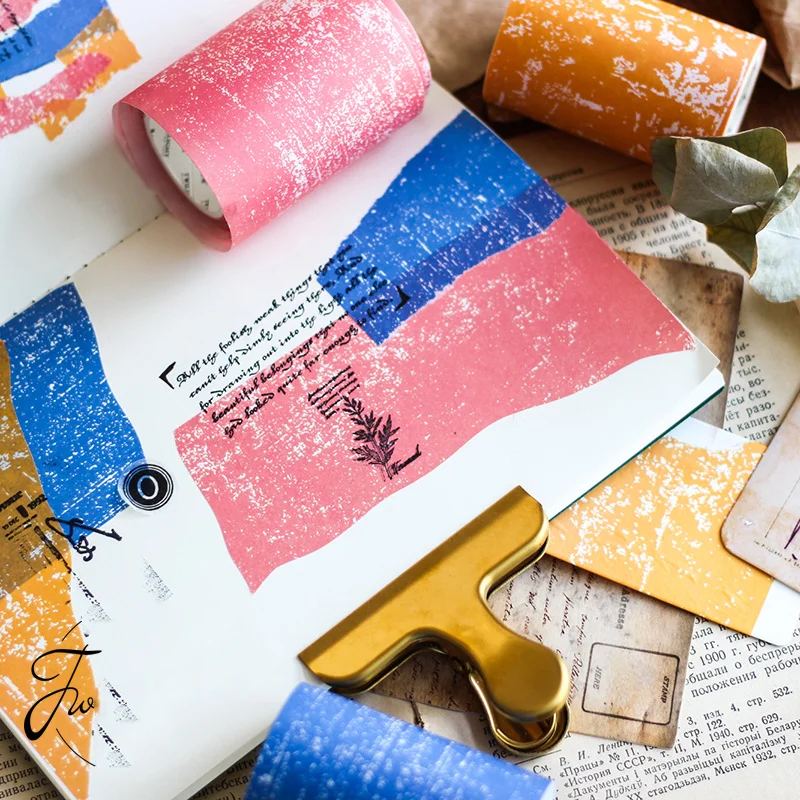 

Retro Red Yellow Blue Color Paper Washi Tape 68mm Adhesive Masking Tapes Stickers for Journal Frame Album Household Gift F198