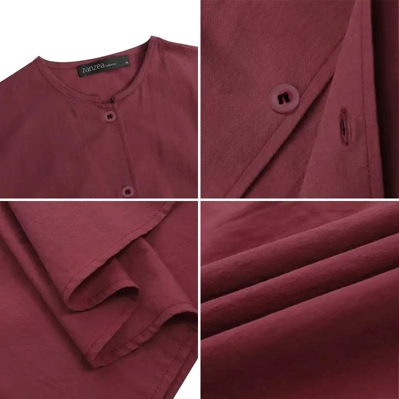 

ZANZEA Autumn Sundress Vintage Women's Shirt Dress 2021 Casual Female Solid Button Maxi Vestidos Plus Size Dresses Robe Femme