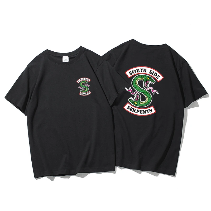 Мужская футболка с принтом ривердейла черная хлопковая Футболка графическим для